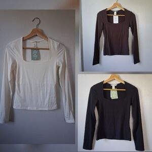 H&M Set Of 3 Snug Fit Square Neck Long Sleeves